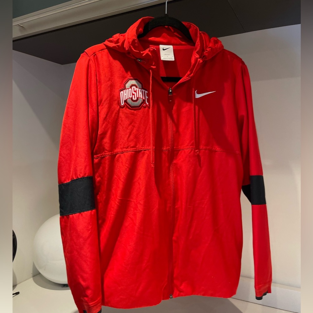 $170 Nike On Field Ohio State University Full Zip Hoodie Jacket Red womens Large